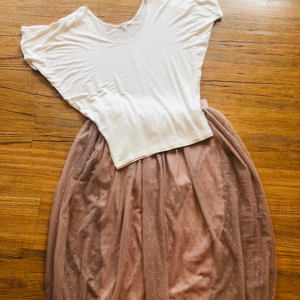 Dusty Blush Colored Midi Skirt
